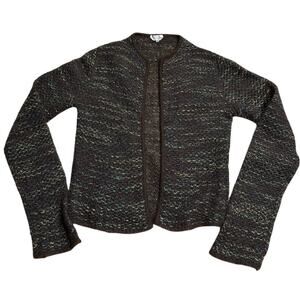 Max Mara Cardigan Sweater Wool Mohair Boucle Knit Womens Sz Small Brown Speckled